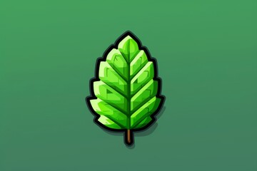 Wall Mural - 
Pixel art of a leaf icon, simple and green