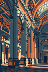 Wall Mural - Exploring Philadelphia Museum of Art - Ultra-Detailed Illustration