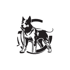Wall Mural - Australian Cattle Dog vector silhouette logo design black and white 