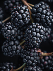 Wall Mural - Close-up of ripe blackberries background