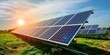 © Anastasiia - Solar panels in field at sunset generating renewable energy for a greener future. Concept Renewable Energy, Solar Power, Sustainability, Environment, Green Future