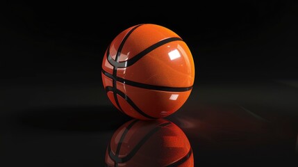 Wall Mural - Basketball Ball On A Black Background, 3D Render, High Quality Background