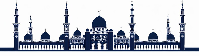 Blue Mosque Silhouette Illustration.