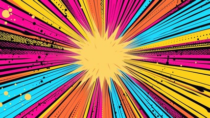 Poster - abstract comic explosion with radial lines, pop art, vibrant impact