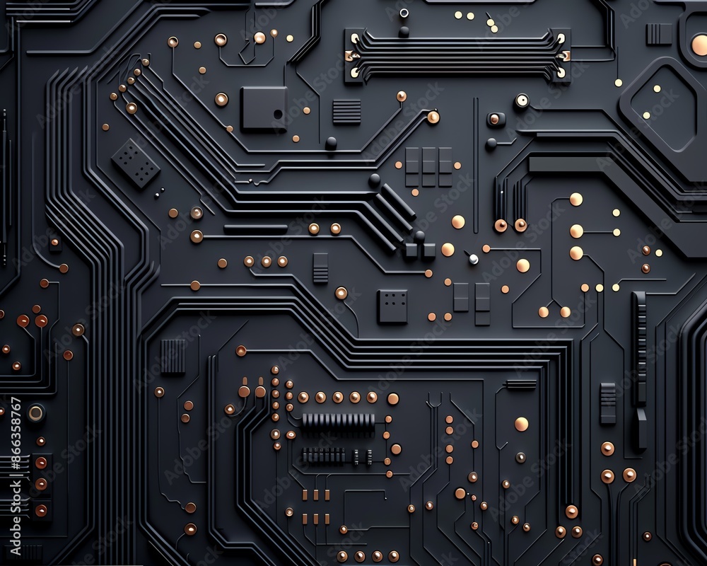 Abstract frottage with rubbings of circuit boards, computer components ...