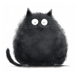 Poster - a black cat with big eyes sitting on a white surface