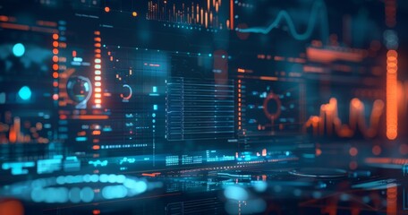 Aufkleber - Abstract Digital Interface with Glowing Lines