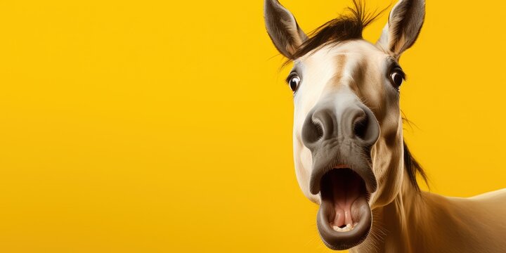 Close-up Portrait of a Horse with a Surprised Expression