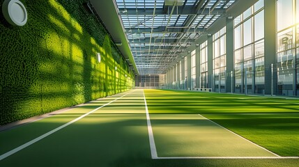 Wall Mural - Eco Friendly Sports Facility with Solar Power and Sustainable Green Design