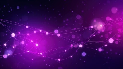 Poster - Abstract Purple Background with Network Lines and Glowing Circles