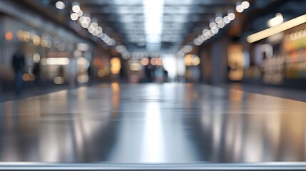 Wall Mural - Sleek Metal Table in Tech Store for Gadget Display and Product Concept