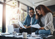 © ClearConcept/peopleimages.com - Growth, finance documents or happy couple with budget paperwork and planning savings in home. Investment, smile or people organizing bills checklist for paying debt or financial household expenses