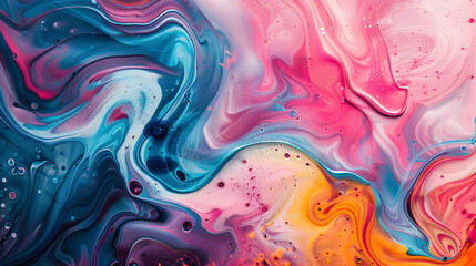 Abstract colorful swirling paint background in a liquid melting texture
