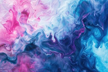 Poster - Abstract fluid art background with swirling pink and blue tones creating a dreamy effect