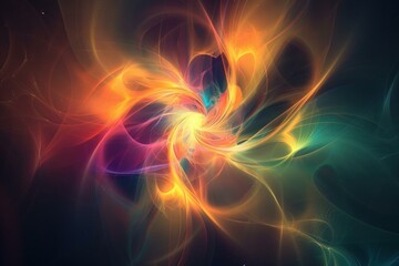 Poster - Vibrant and dynamic abstract colorful nebula background with flowing, swirling, and radiant artistic patterns, perfect for digital art, modern wallpaper, and science fiction desktop backgrounds
