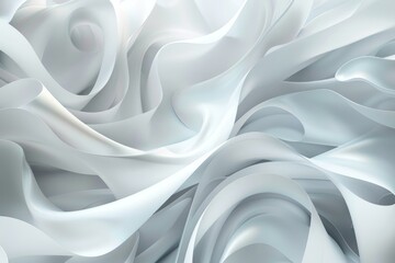Poster - Digital illustration of smooth white satinlike waves creating a serene abstract background
