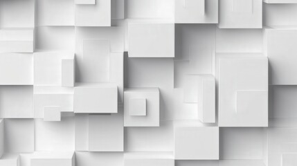 Poster - Abstract 3D White Cube Wall