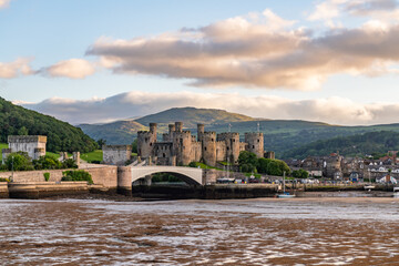 Wall Mural - Sunset over the Conwy Estuary and Castle