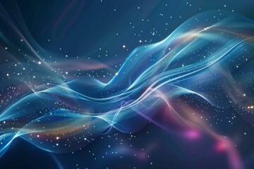 Wall Mural - Ethereal and vibrant abstract cosmic wave background digital illustration with stars. Galaxy. And celestial universe elements in a modern. Futuristic design