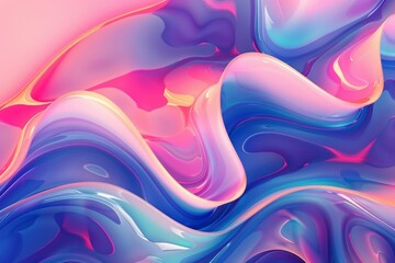 Wall Mural - Seamless abstract design with flowing liquid waves in vibrant pink and blue hues