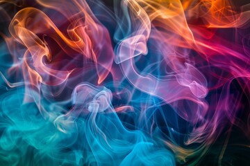 Wall Mural - Vibrant abstract background featuring fluid smoke patterns in a vivid multicolor palette