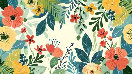 Wall Mural - Beautiful floral background with delicate botanical elements and textures