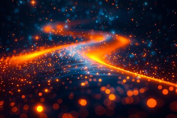 Wall Mural - A bright orange and blue background with a swirling light.