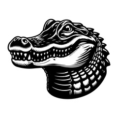 A black crocodile alligator reptile animal on a white background