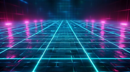 Poster - Neon Grid Background for Digital Product Presentation and Branding Concept