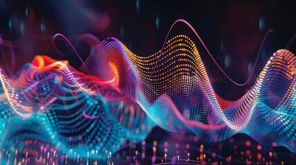 Wall Mural - Abstract Neon Waves of Data