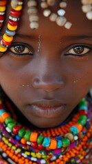 Wall Mural - Close-up of a young Kenyan girl with beads