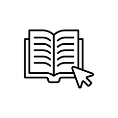 Poster - Online library outline icons, minimalist vector illustration ,simple transparent graphic element .Isolated on white background