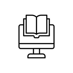 Poster - Online library outline icons, minimalist vector illustration ,simple transparent graphic element .Isolated on white background