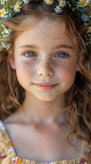 Wall Mural - Close-up of a young Australian girl with a flower crown