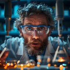 Poster - Curious Scientist Studying Unexplainable Reaction in Laboratory Setting with Doubt and