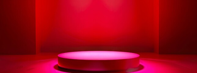 Wall Mural - A round table with a red light in the background.