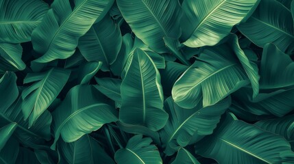 Dense green leaves filling the frame, portraying the vibrant and lush essence of a tropical environment, perfect for bringing a sense of exotic beauty indoors.