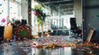 © Fitriyani - office confetti Year Cleaning floor New party after aftermath air background balloon care celebration chaos christmas cleaner container corporate december decor dirty enjoyment event.