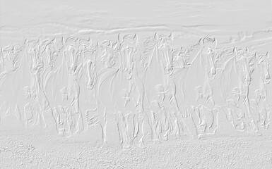 Wall Mural - embossed image of herd of horses