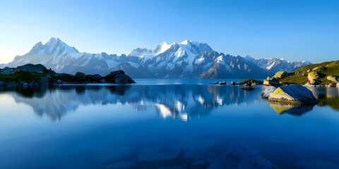 Wall Mural - Scenic Sunset View of Mont Blanc and Aguilles Rouges at Lac Blanc. Concept Scenic Views, Sunset Photography, Mountain Landscapes, Lac Blanc, Mont Blanc