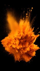 Wall Mural - orange powder explosion on black background