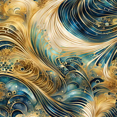 Wall Mural - abstract fractal background with waves