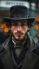 Wall Mural - British man with a bowler hat, looking classic