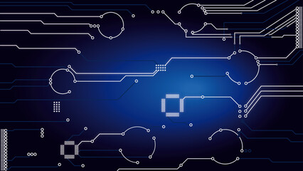 Blue electronics printed circuit board background