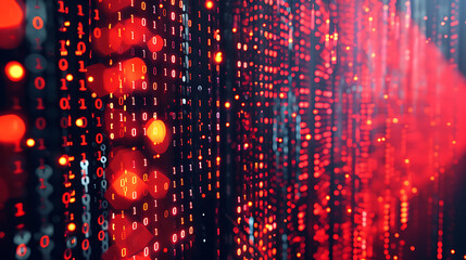 Wall Mural - Neon Digital Matrix: A Spectrum of Binary Light