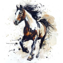 Wall Mural - The horse is painted with a brushstroke on a white background.