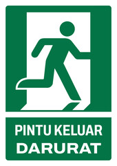 ISO emergency and first aid safety signs in indonesian_pintu keluar darurat kanan size a4/a3/a2/a1	