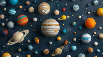 Wall Mural - ''space-themed collage with planets, stars, and cosmic elements, dark and mysterious tones, captures the beauty and wonder of the universe'' 