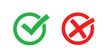 © masudrwd - Check mark icons. Green tick and red x. Symbols of approval and Decline, Check green mark and Red Wrong icon