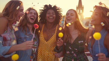 Canvas Print - The group of laughing friends